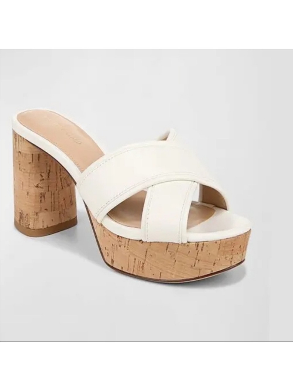 Veronica Beard Dory White Leather Cork Platform Slide Sandals Size 9